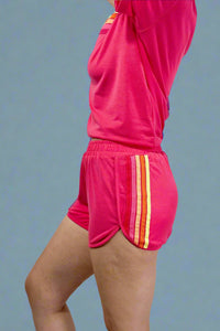 Rainbow Stripes Shorts - Fuchsia