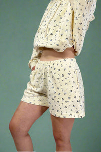 Floral French Terry Shorts - Cream