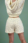 Floral French Terry Shorts - Cream