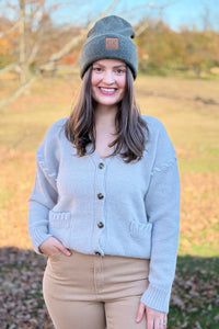 Stitch Detail Cardigan - Sand Beige