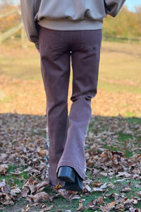 Embroidered Flare Pants - Ash