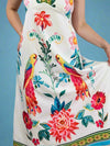 Colorful floral and bird pattern dress