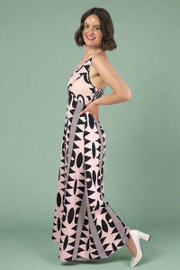 V-Neck Geometric Print Maxi Dress