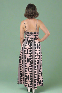 V-Neck Geometric Print Maxi Dress