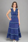 Fringe Hem V-Neck Swing Maxi Dress