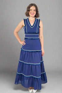 Fringe Hem V-Neck Swing Maxi Dress