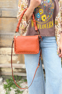 Judith Whipstitch Trim Shoulder Bag - Pumpkin