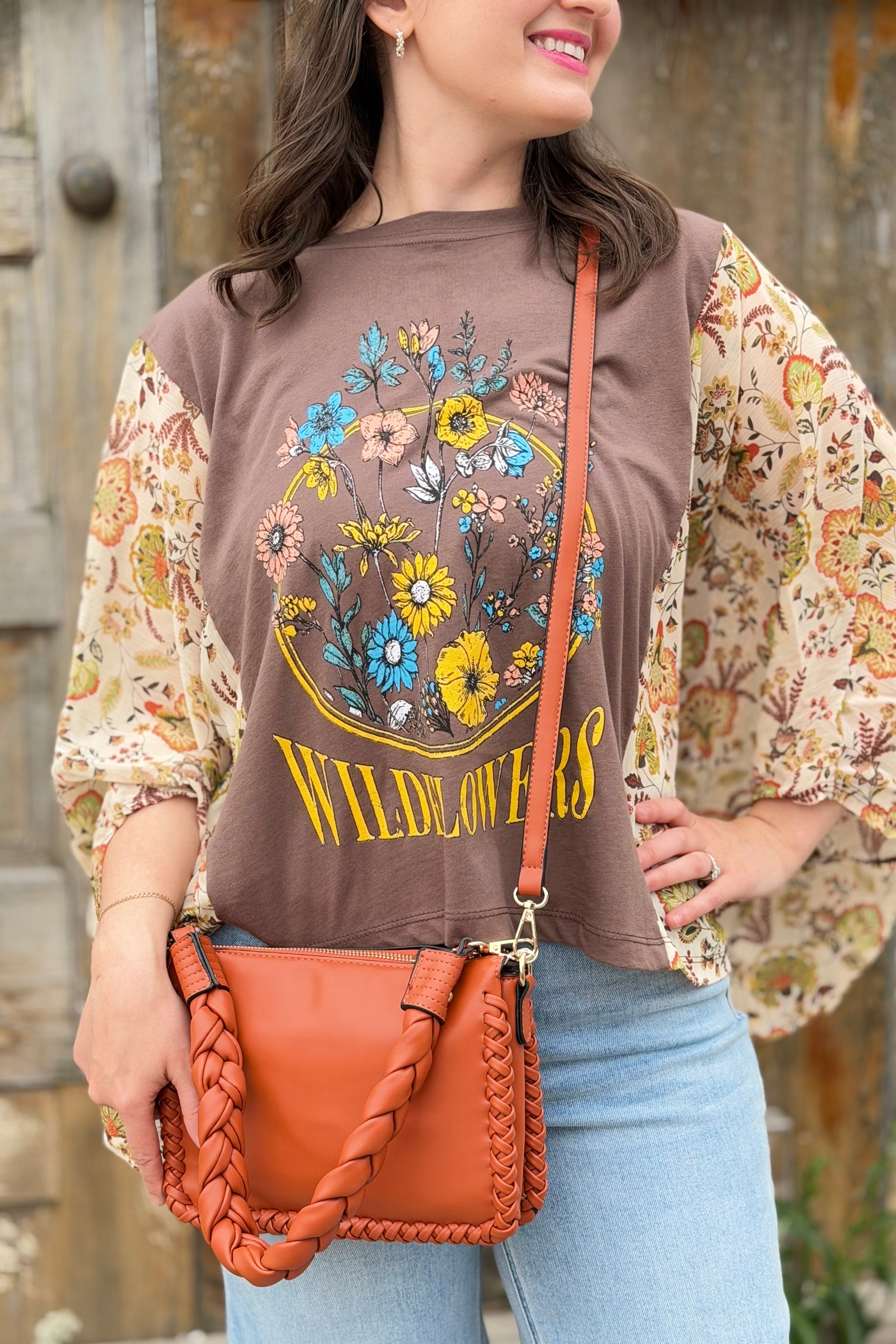 Judith Whipstitch Trim Shoulder Bag - Pumpkin