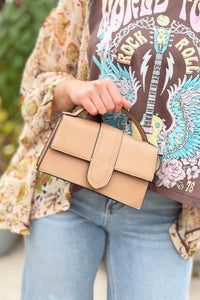 Capri Metallic Crossbody Strap Bag - Taupe