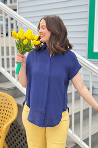 Essential Button Up Cotton Shirt - Indigo