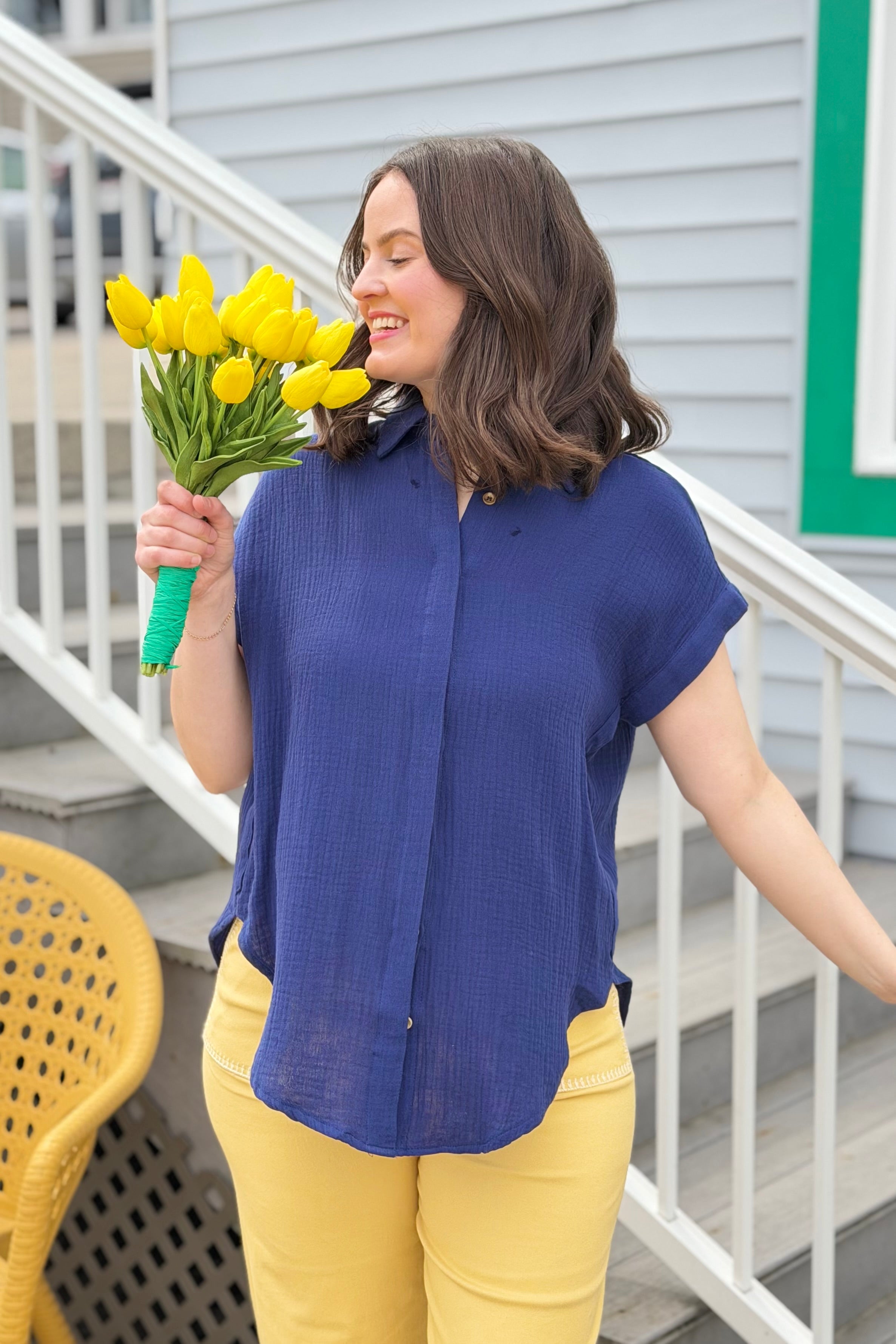 Essential Button Up Cotton Shirt - Indigo