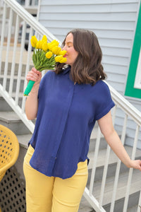 Essential Button Up Cotton Shirt - Indigo
