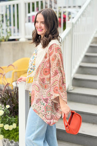 Graphic Boho Top Wildflowers - White