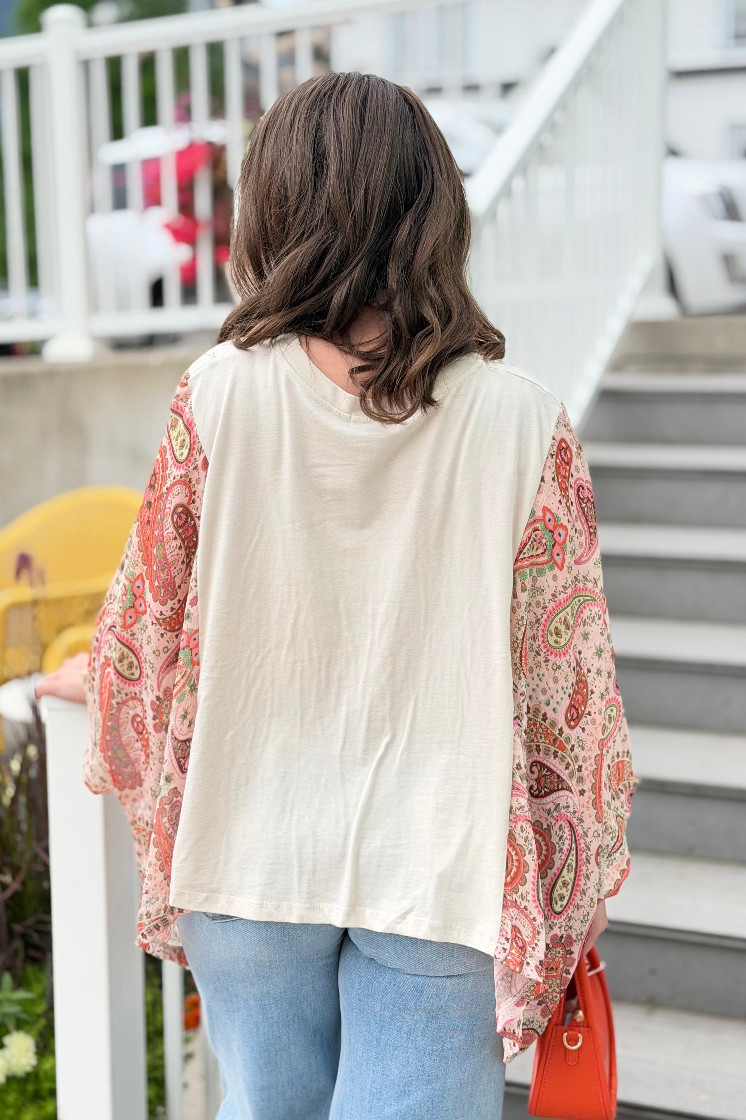 Graphic Boho Top Wildflowers - White