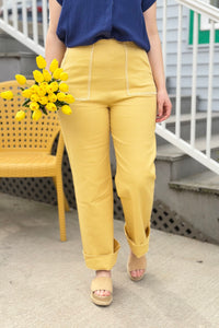 High Waist Wide Leg Stitching - Yellow