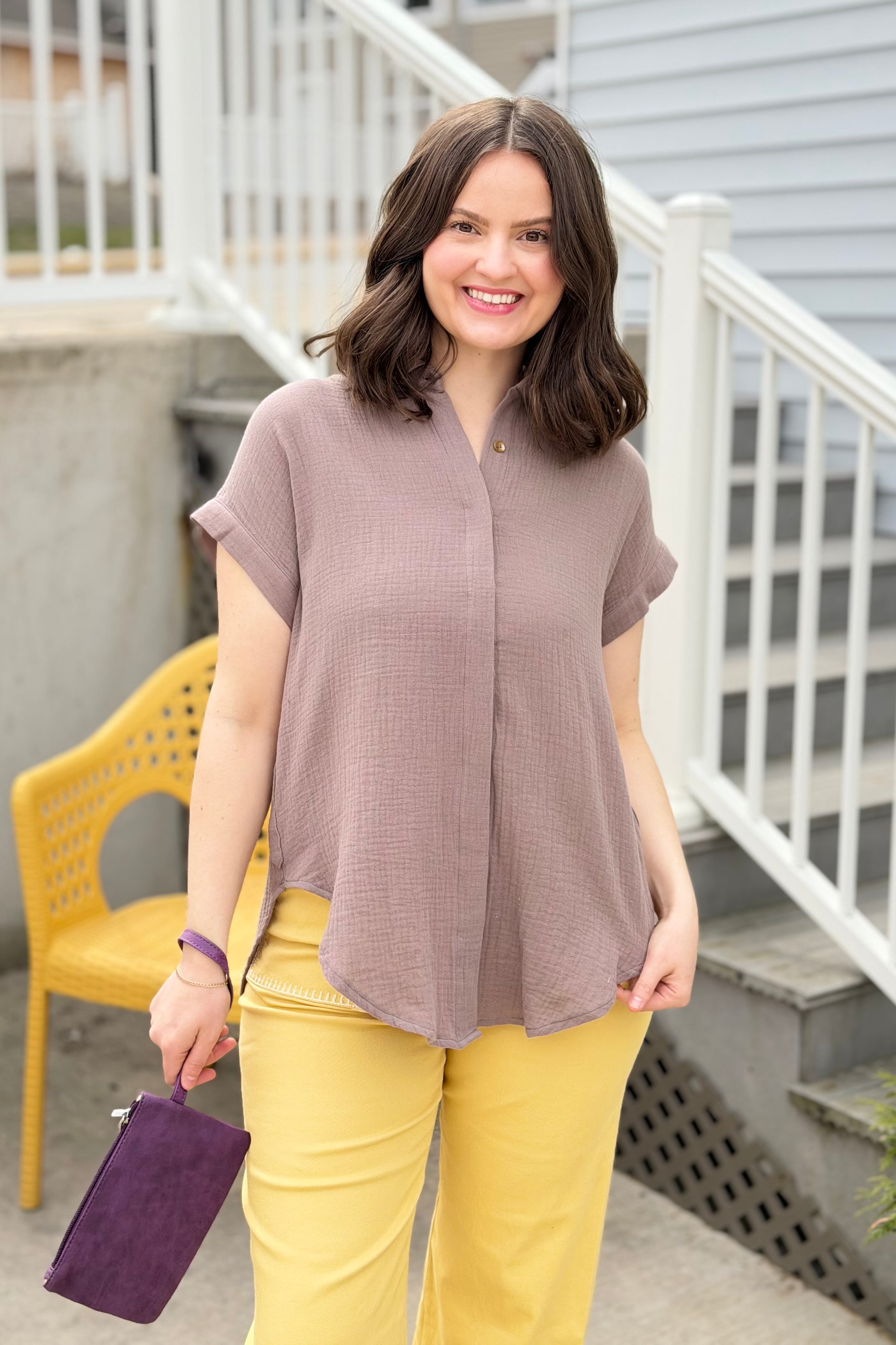 Essential Button Up Cotton Shirt - Mushroom