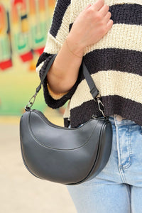 Monica Half-Moon Crossbody - Black