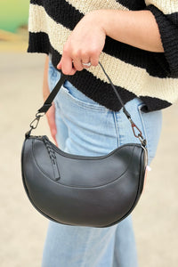 Monica Half-Moon Crossbody - Black