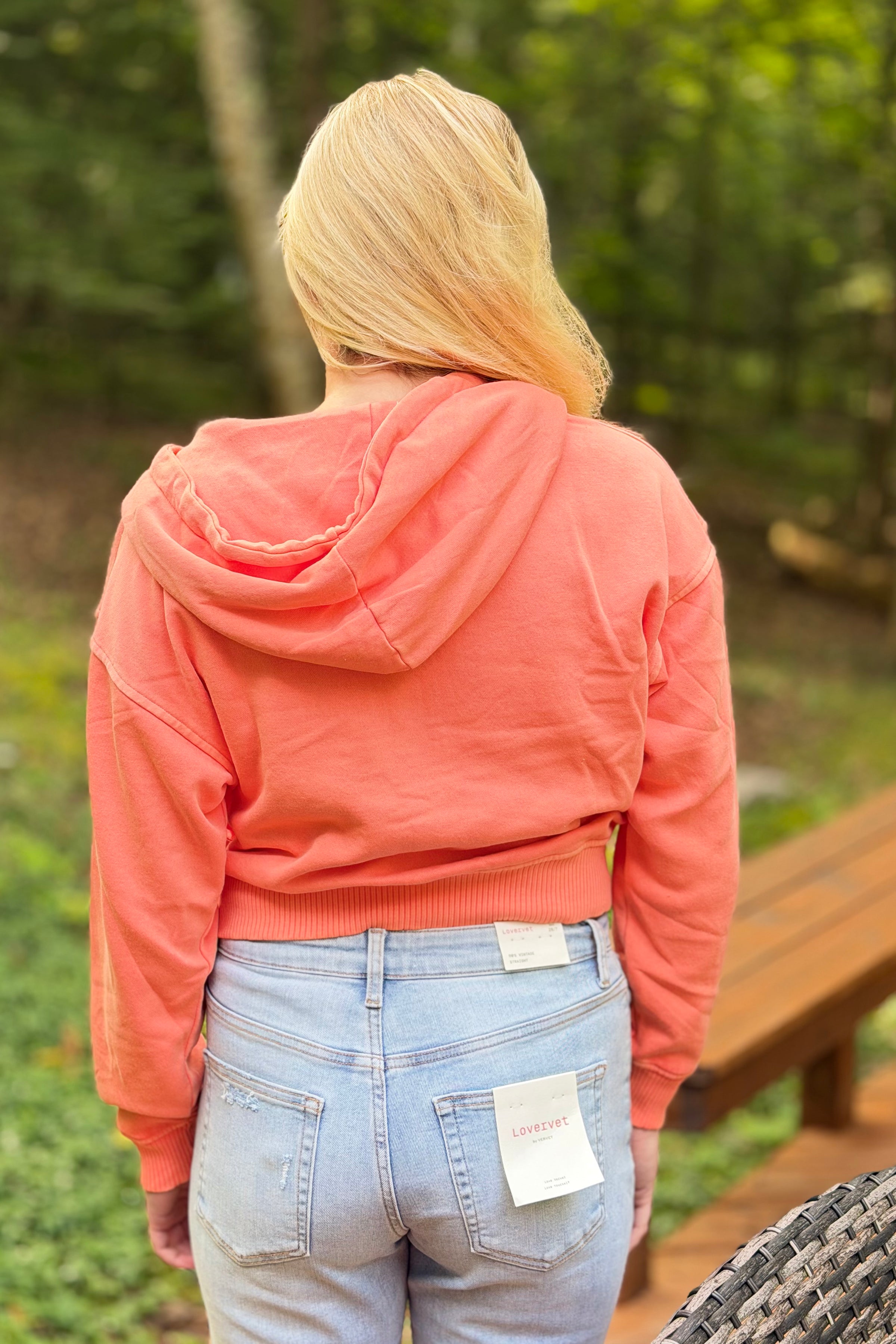 Half Zip Kangaroo Pocket Hoodie - Coral