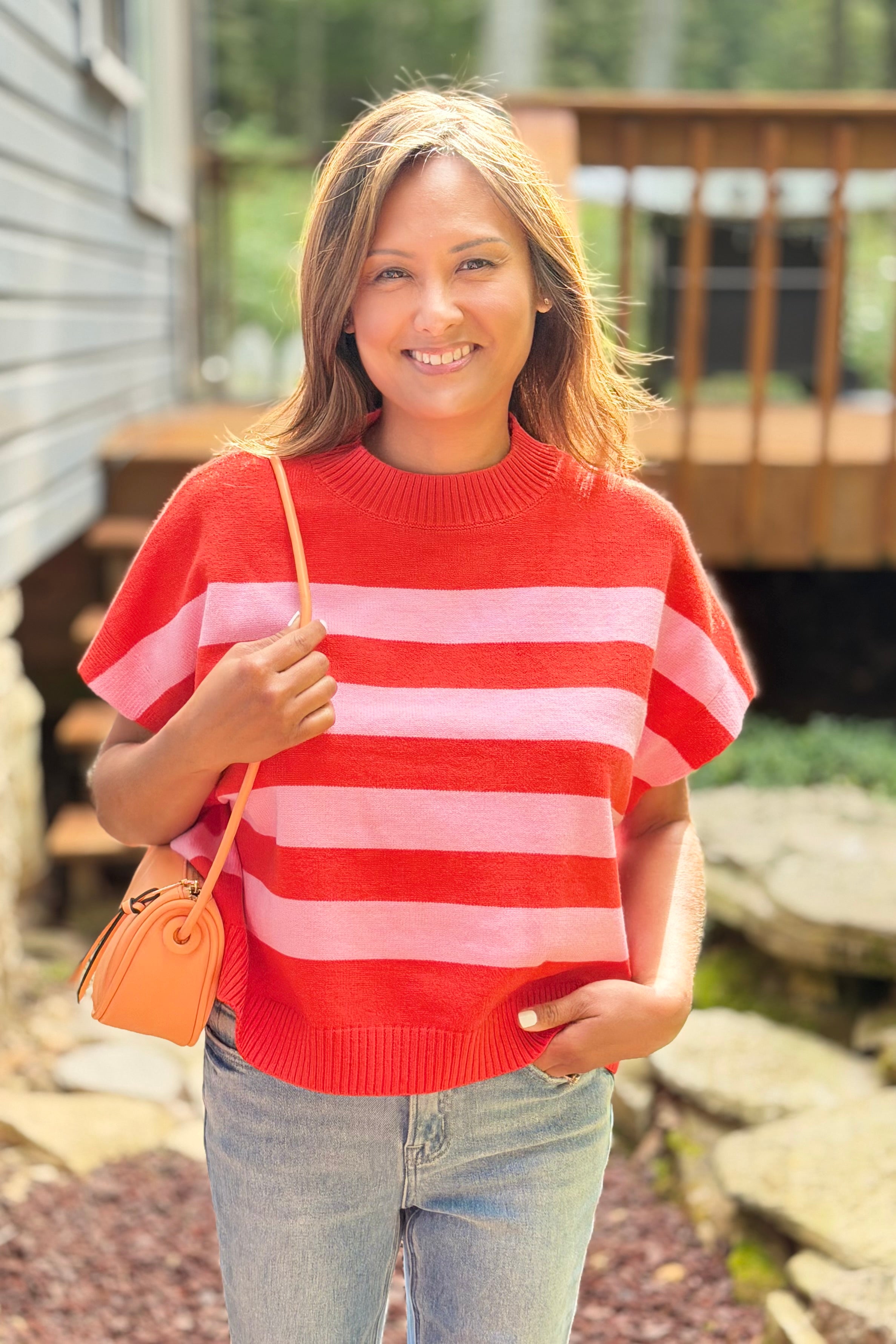 Stripe Sweater Vest - Red