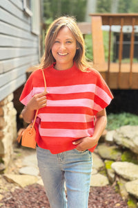 Stripe Sweater Vest - Red
