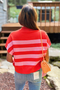 Stripe Sweater Vest - Red