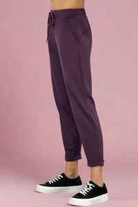 Cuffed Very Soft Full Length Pants - Plum