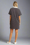 Pin Stripe Button Down Dress - Navy
