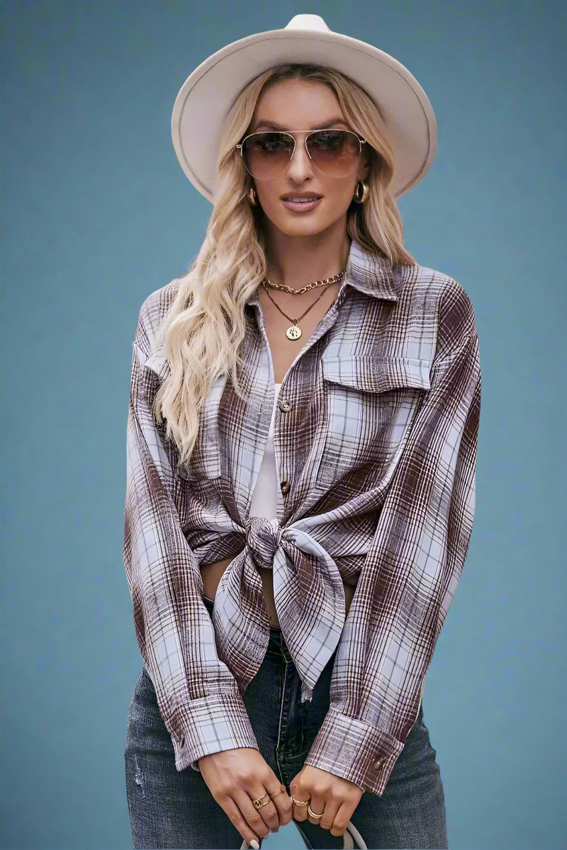 Plaid Button Down Shirt Coffee