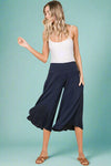 Casual Elastic Waistband Pants Navy