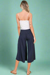 Casual Elastic Waistband Pants Navy