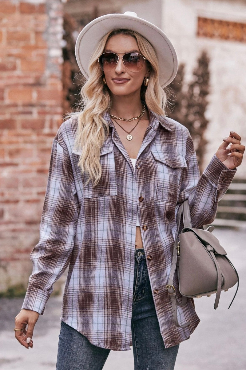 Plaid Button Down Shirt Coffee