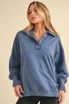 Tamika Henley Sweatshirt - Blue