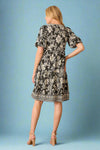 Printed Floral Midi Dress - Black