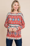 Bohemian Aztec Print Tunic - Red