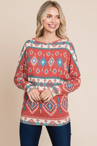 Bohemian Aztec Print Tunic - Red