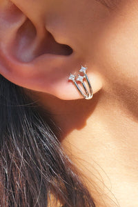 Shooting Stars Stud Earrings Silver