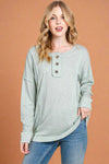 Solid Button Front Top Sage