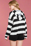 Hoodie Sweatshirt Stripe - Black