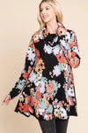 Floral Knit Cowl Neck Top Black