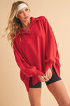 Tamika Henley Sweatshirt - Red