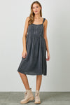 Washed Tank Strap Dress Black
