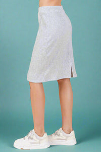 Casual Rib Knit Skirt Gray