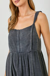 Washed Tank Strap Dress Black