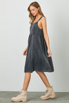 Washed Tank Strap Dress Black