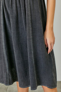 Washed Tank Strap Dress Black