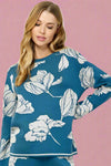 Long Sleeve Jacquard Sweater - Blue