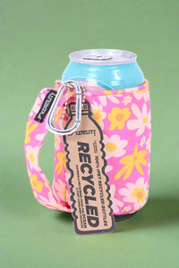 A can koozie with a handle to keep you’re beverage in hand and cold.