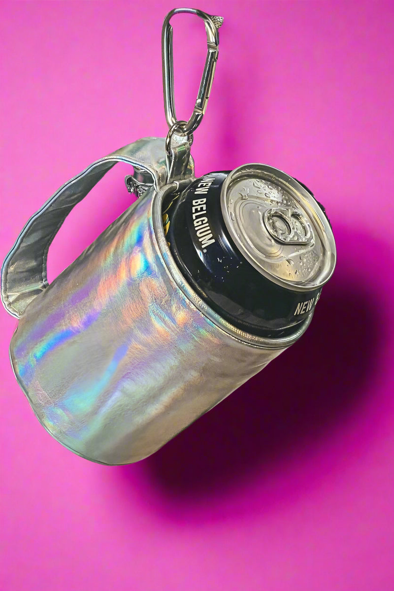 A can koozie with a handle to keep you’re beverage in hand and cold.