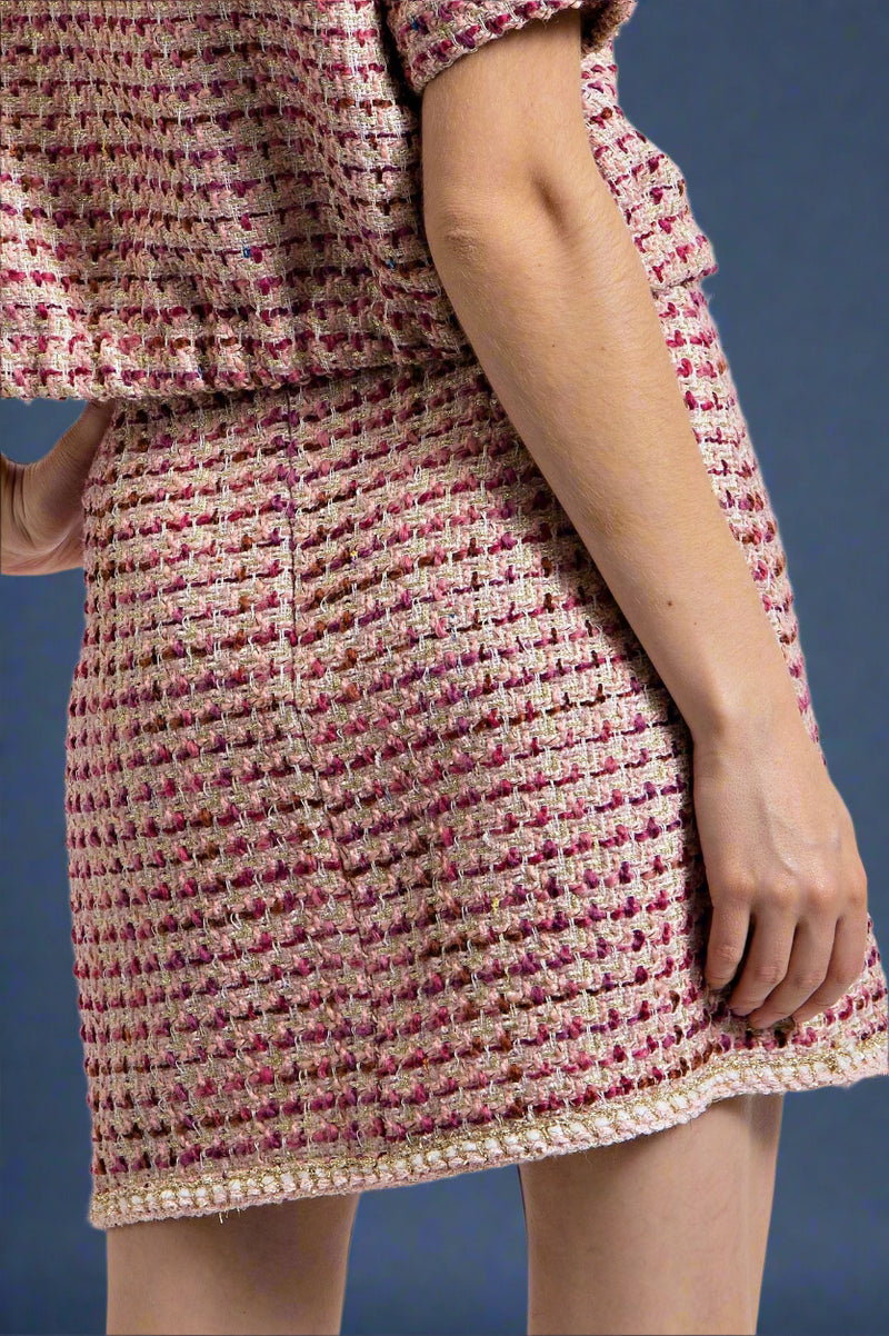 Tweed Mini Skirt Mulberry